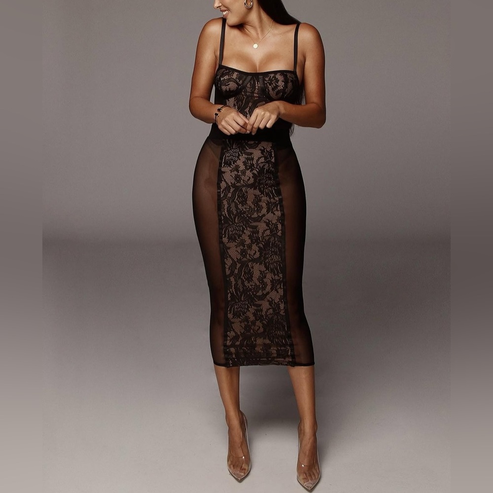 NEW JLUXLABEL Black Niykee Mesh & Lace Set